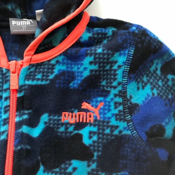 Puma Other - NEW Puma Blue Digital Camo Print Zip Up Hoodie 3T